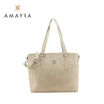 Cartera Amayra tote eco cuero crema.