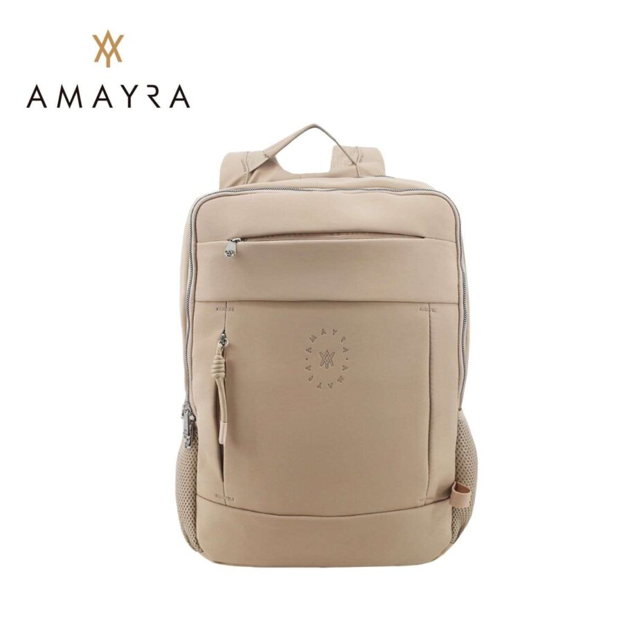 Mochila Amayra  porta notebook camel.