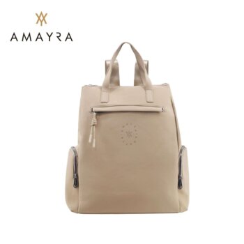 Mochila Amayra microfibra grande camel.