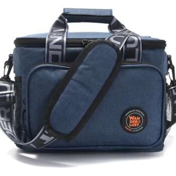 Bolso conservadora isotérmica Wanderlust azul.