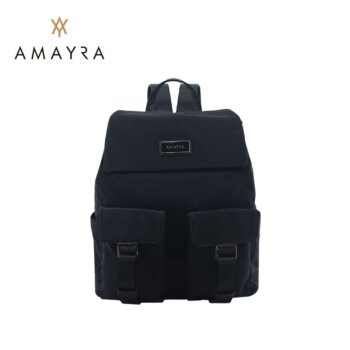 Mochila Amayra grande microfibra negra.