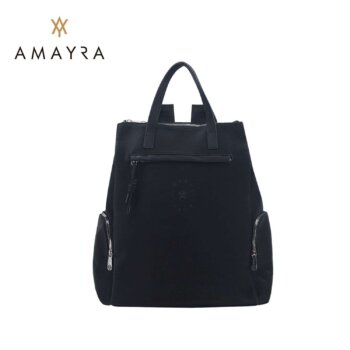 Mochila Amayra microfibra grande negra.