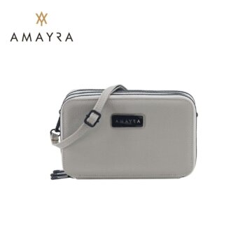 Cartera Bandolera Amayra Gris 3 Divisiones.