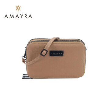 Cartera Bandolera Amayra Beige 3 Divisiones.