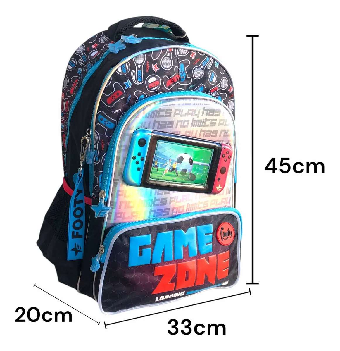 Mochila Footy Game Zone 18". Tamaño Grande.