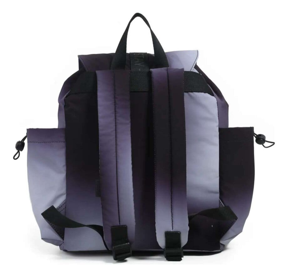 Mochila Chimola Harmony negra estampada con tapa.