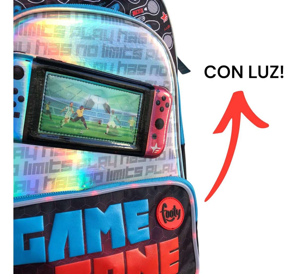 Mochila Footy Game Zone 18". Tamaño Grande.
