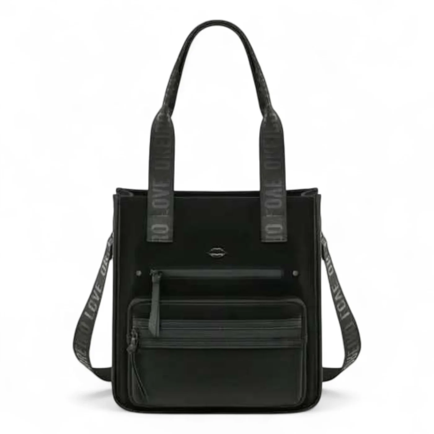 Cartera Las Oreiro Tote Microfibra negra.