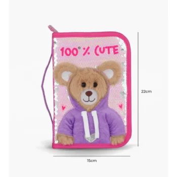 Cartuchera Footy Osito Teddy 1 Piso Interior Desplegable.