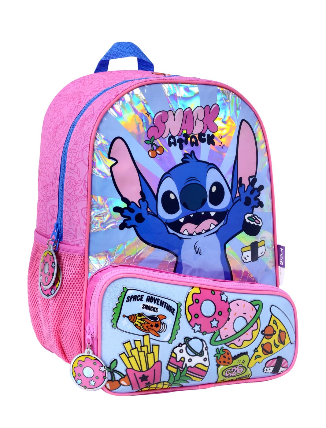 Mochila Stitch Linea Snack 16". Tamaño Grande.