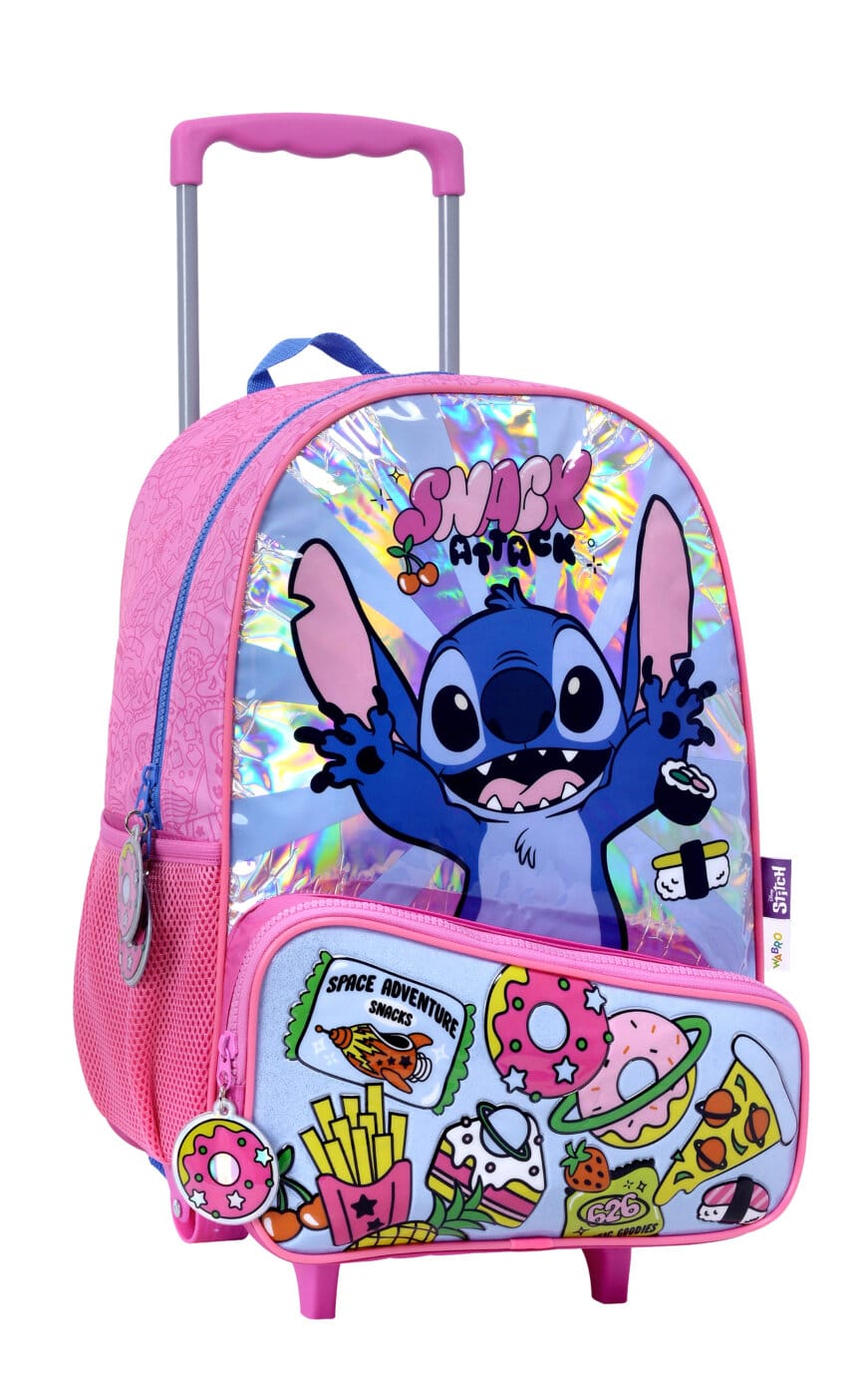 Mochila Stitch Linea Snack C/Carro 16". Tamaño Grande.
