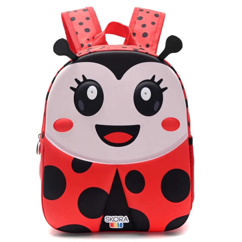 Mochila Skora Mariquita Termoformada 12" P/ Jardín Con Luz.