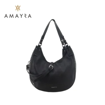 Cartera Amayra Eco Cuero Borde c/ Tachas y Remaches Niquelados.