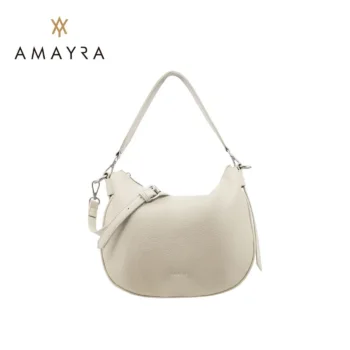 Cartera Amayra Eco Cuero Color Crema.