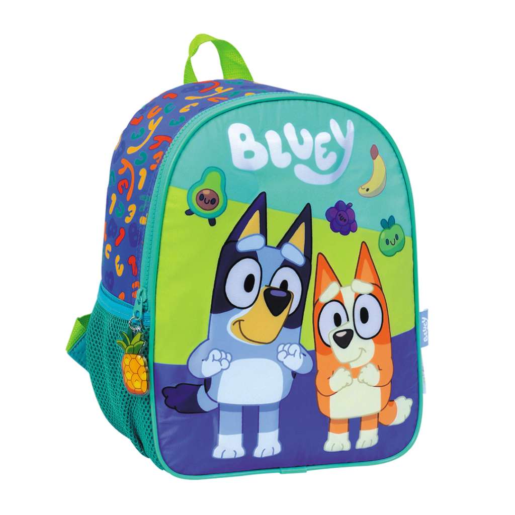 Mochila Bluey Frutas Espalda 12". Ideal Para Jardín
