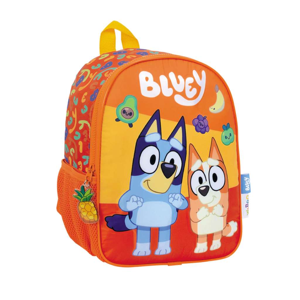 Mochila Bluey Frutas Espalda 12". Ideal Para Jardín
