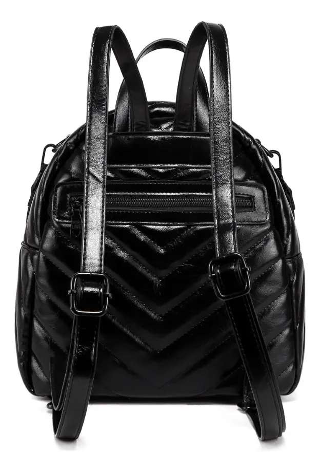 Mochila Las Oreiro Love Eco Cuero negra.