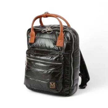 Mochila Moirú Puffer Manijas Eco Cuero Combinadas.