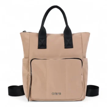 Mochila Oriana Pu Calidad Premium Beige.