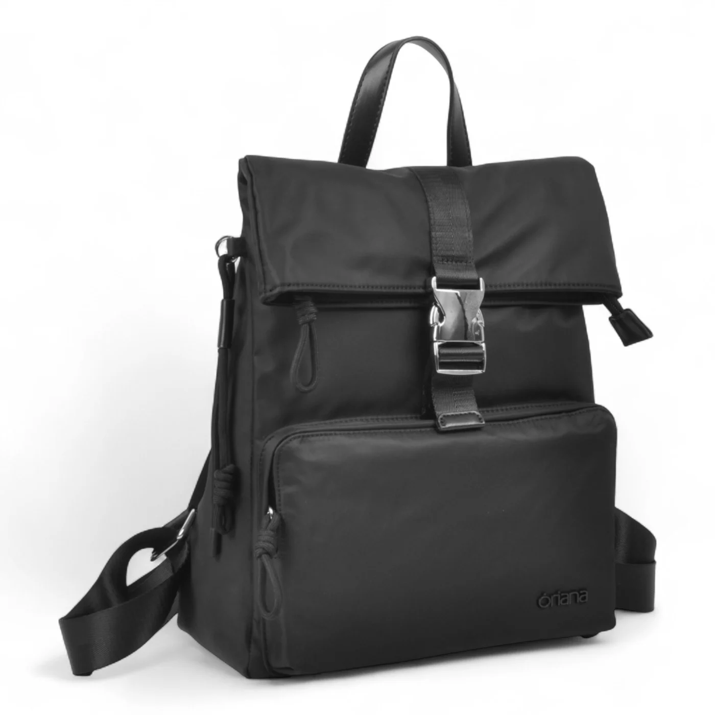Mochila Oriana Microfibra Premium Negra.