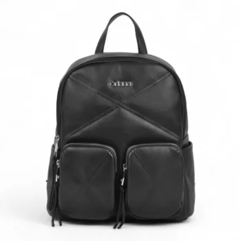 Mochila Oriana Pu Calidad Premium Negra.
