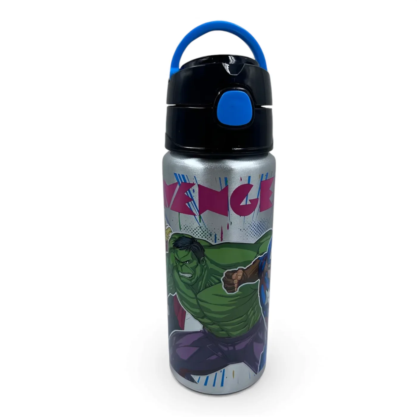Botella Avengers Aluminio 600ml Tapa con Botón