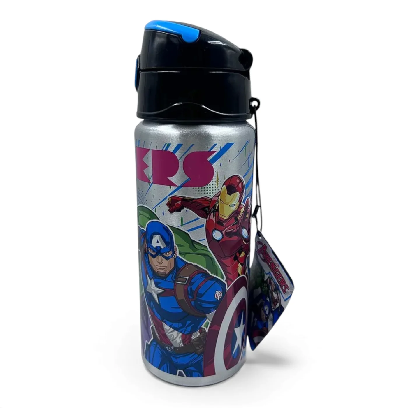 Botella Avengers Aluminio 600ml Tapa con Botón