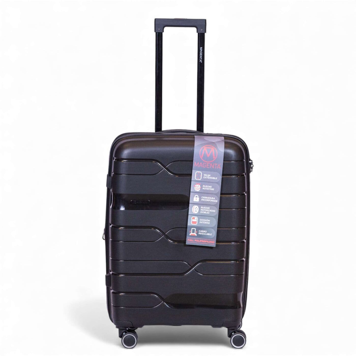 Valija Magenta Polipropileno Mediana 24" Negra.