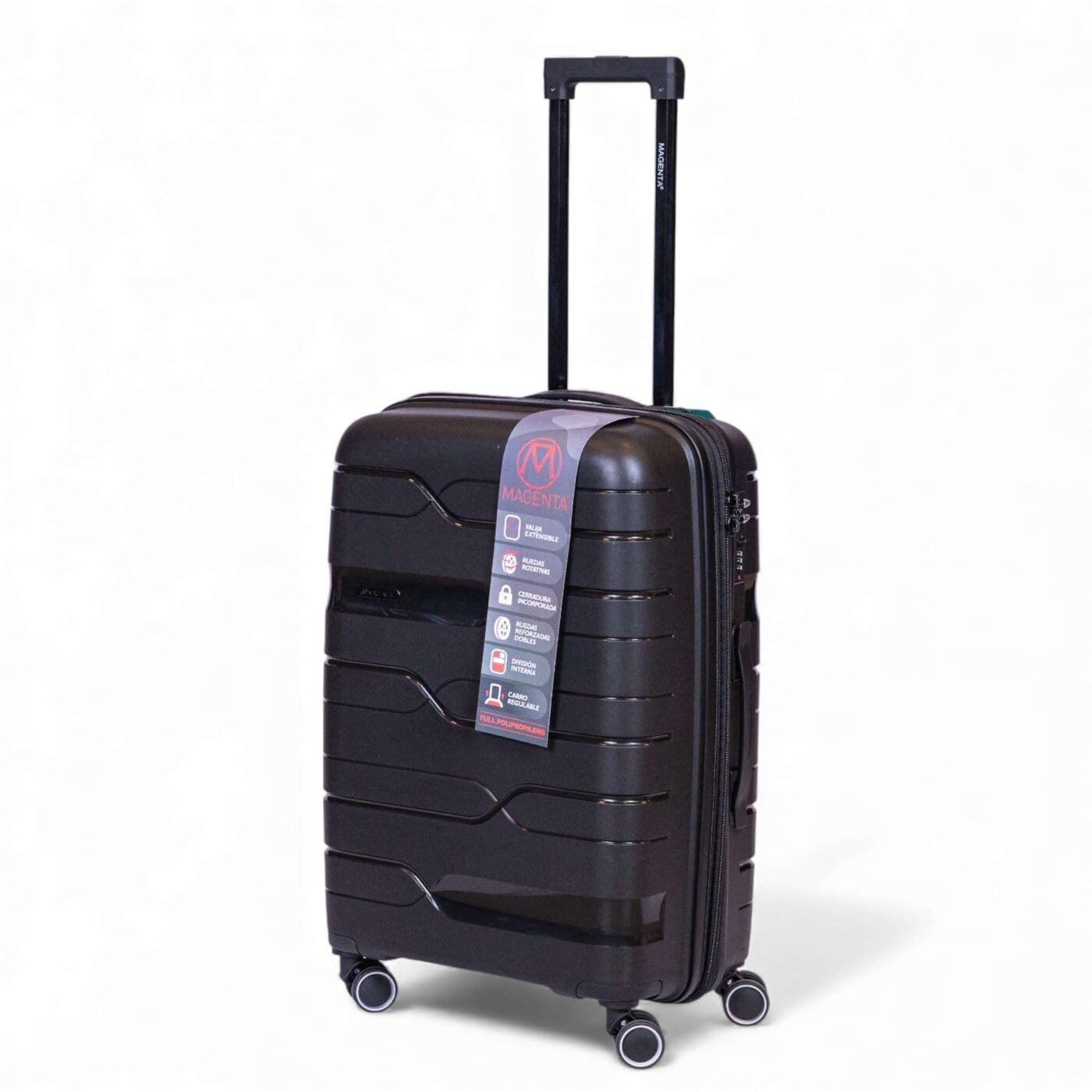 Valija Magenta Polipropileno Mediana 24" Negra.