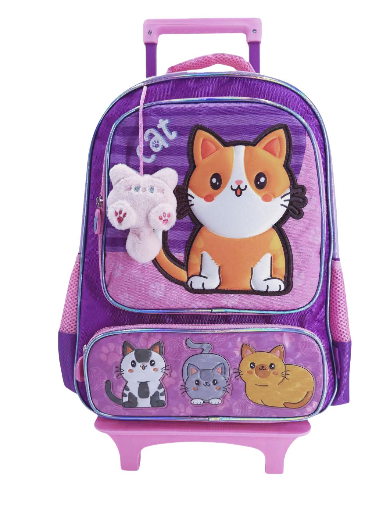 Set de Mochila Magenta "Gatito" 4 Piezas.