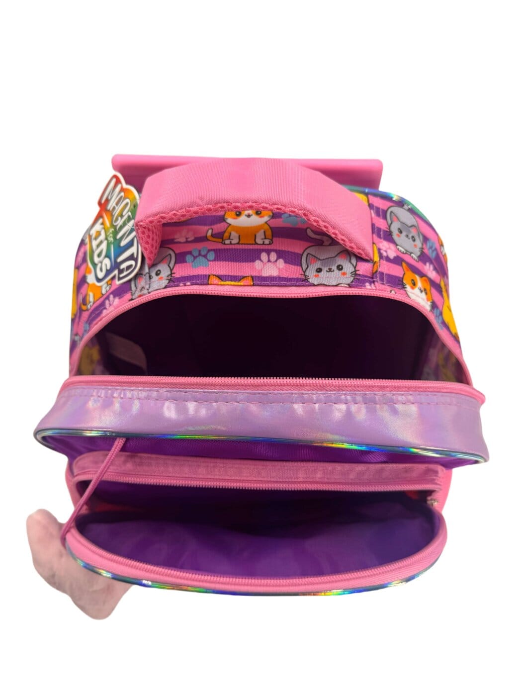 Set de Mochila Magenta "Gatito" 4 Piezas.