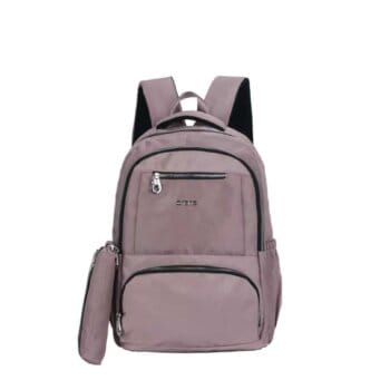 Mochila Oriana 18" Microfibra Con Cartuchera. Colores Varios.