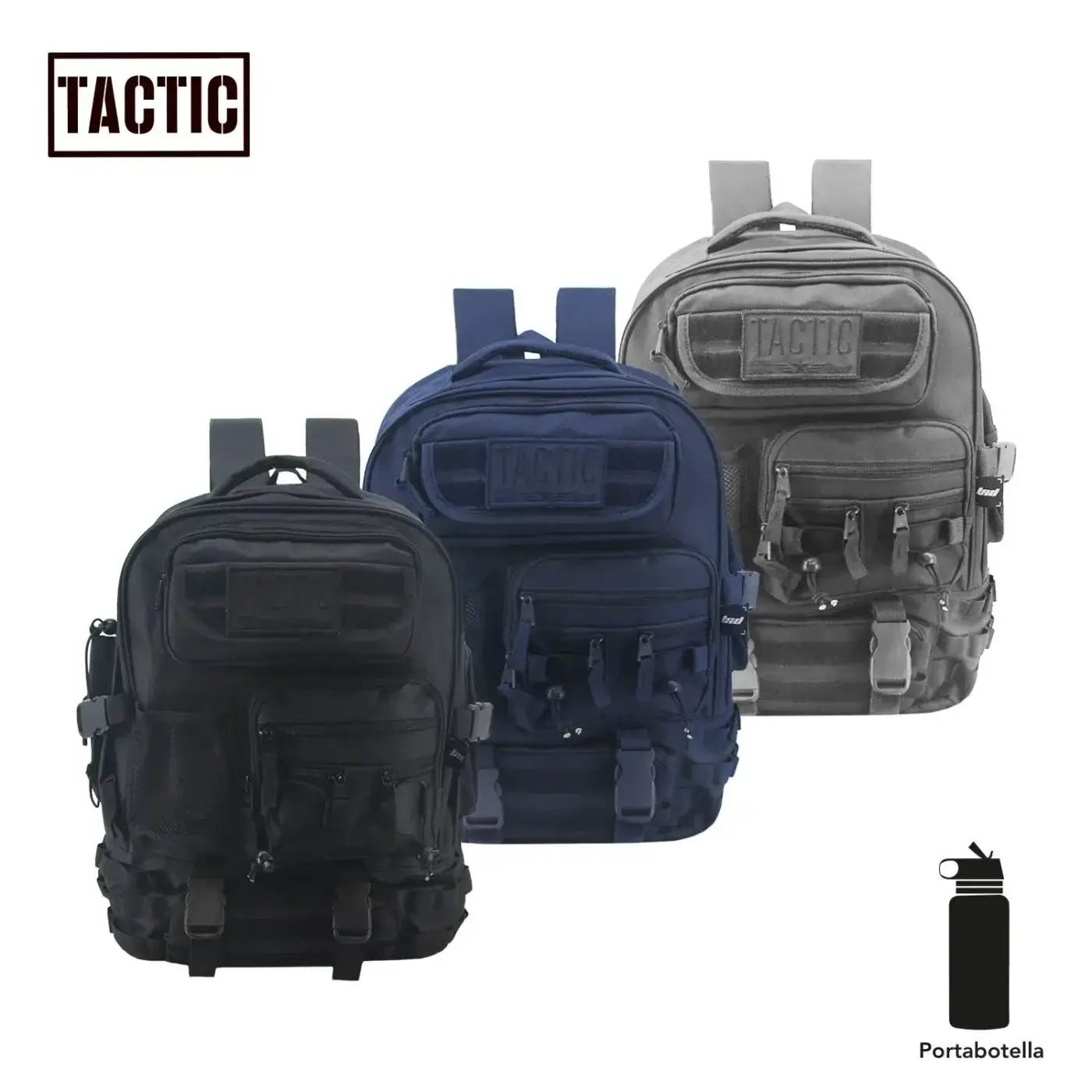 Mochila Tactic 19.5". Tamaño Grande. Colores Varios.