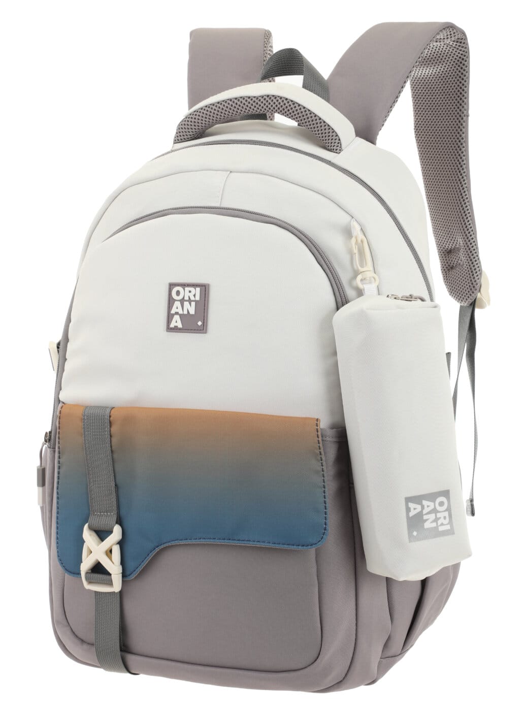 Mochila Oriana C/Cartuchera Colores Combinados.