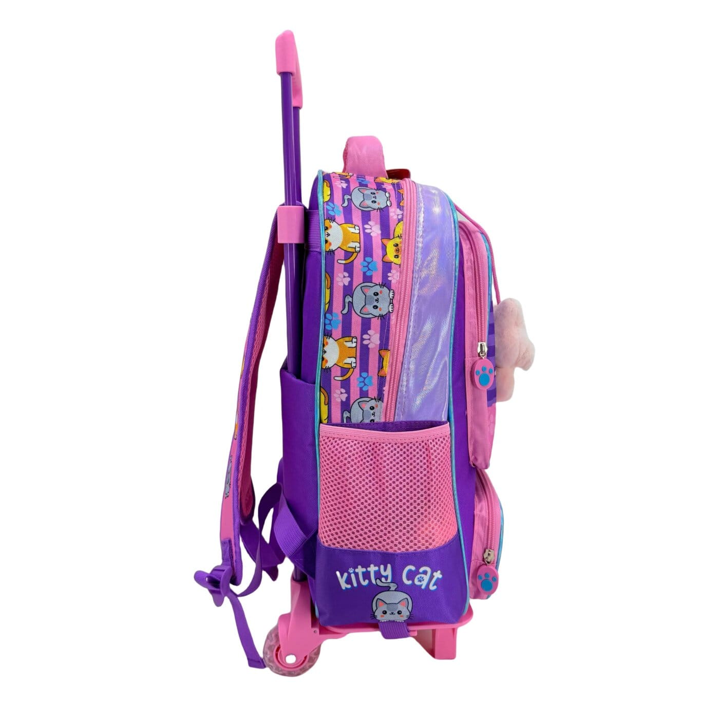 Set de Mochila Magenta "Gatito" 4 Piezas.
