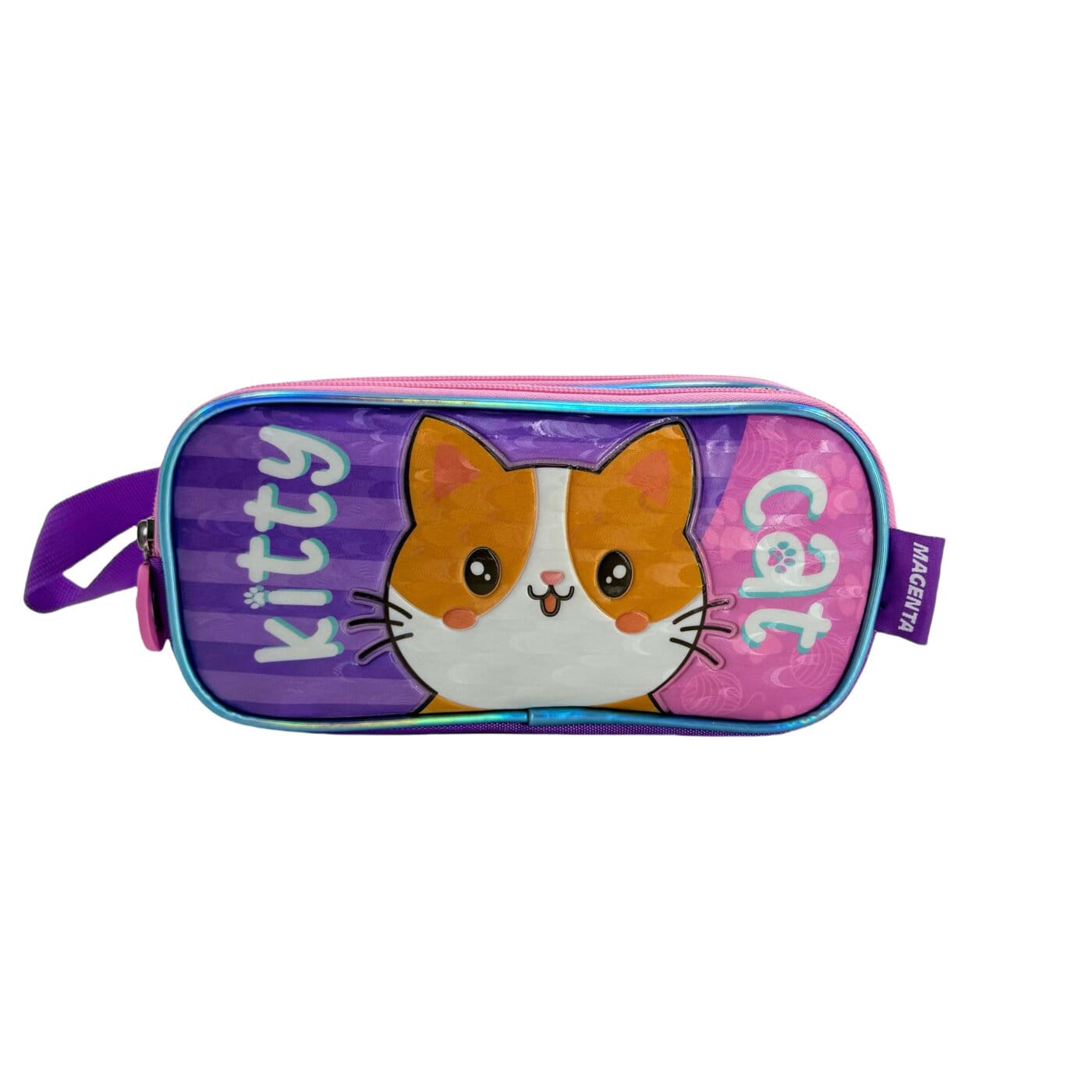 Set de Mochila Magenta "Gatito" 4 Piezas.