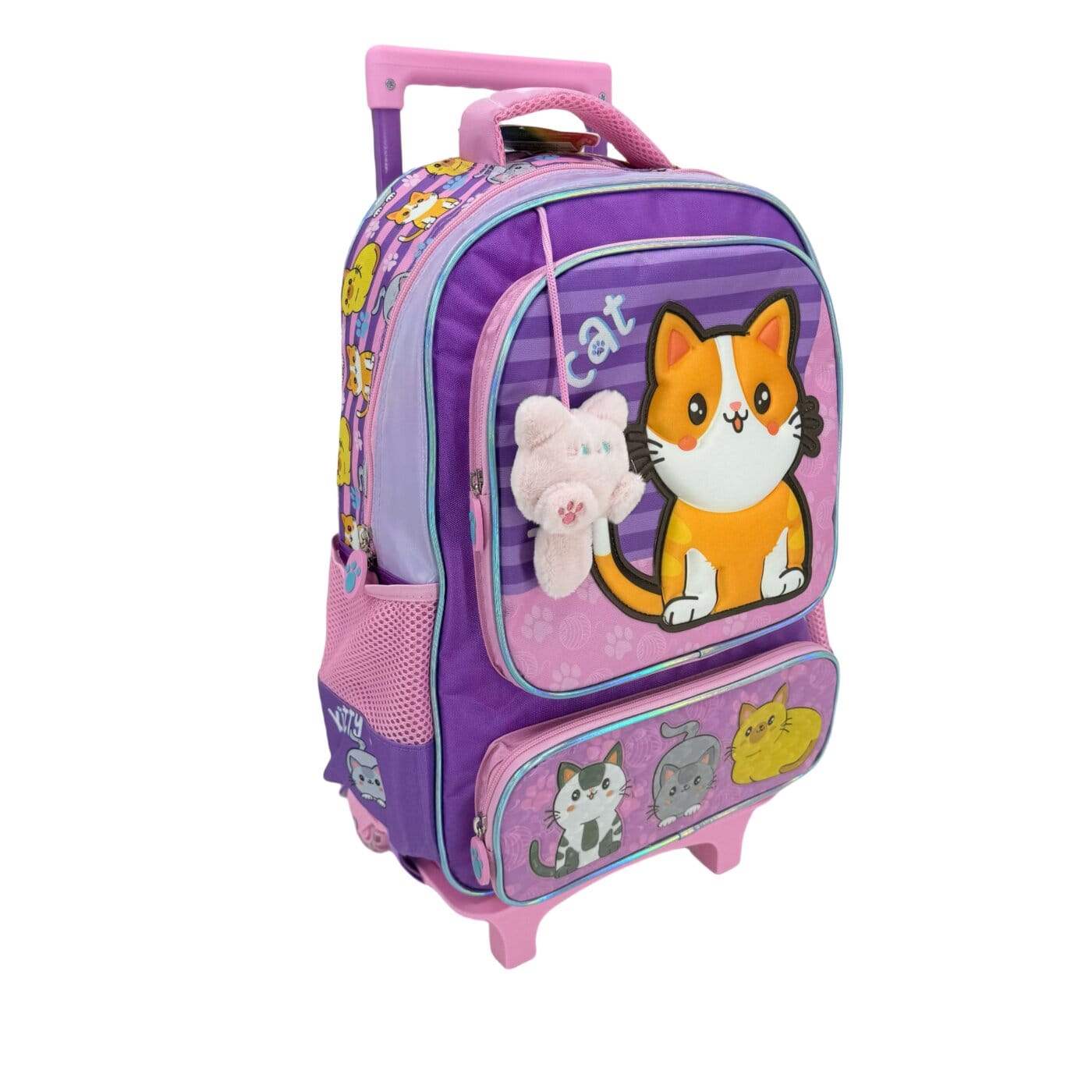 Set de Mochila Magenta "Gatito" 4 Piezas.