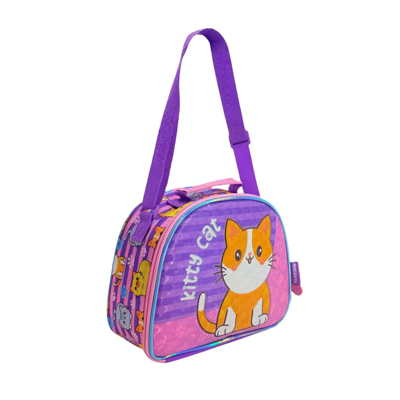Set de Mochila Magenta "Gatito" 4 Piezas.