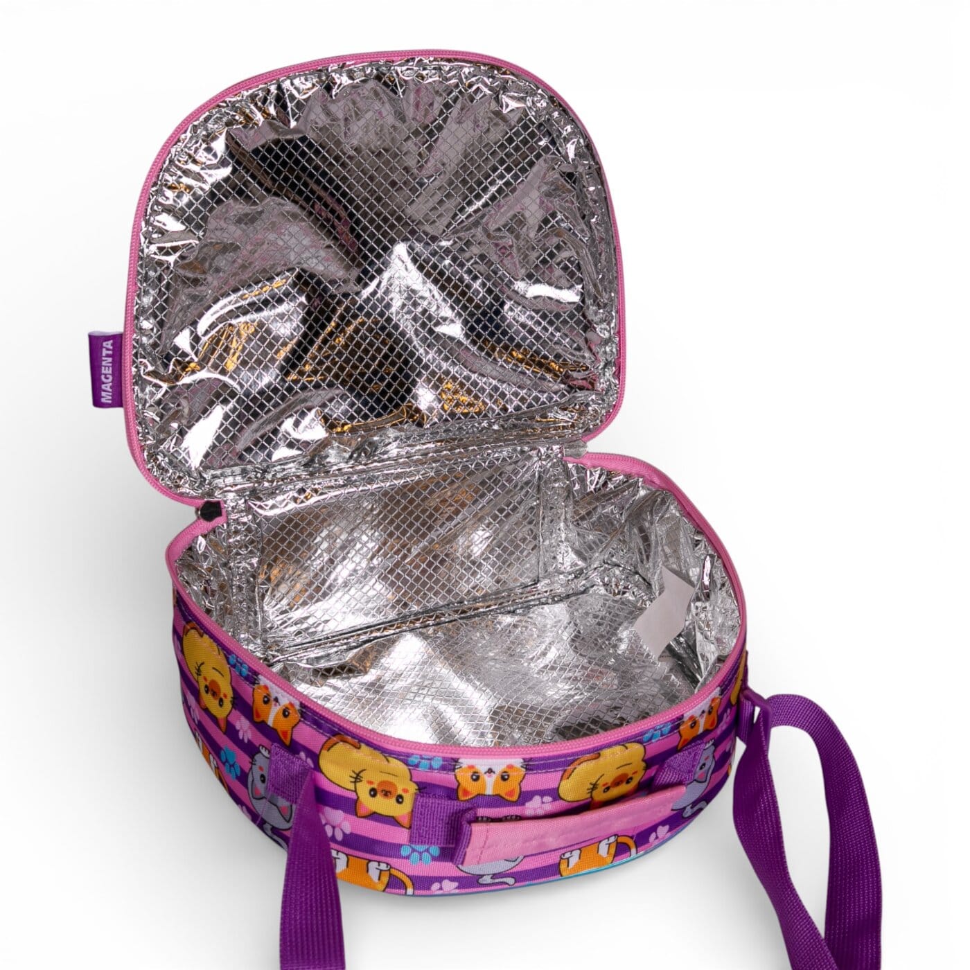 Set de Mochila Magenta "Gatito" 4 Piezas.