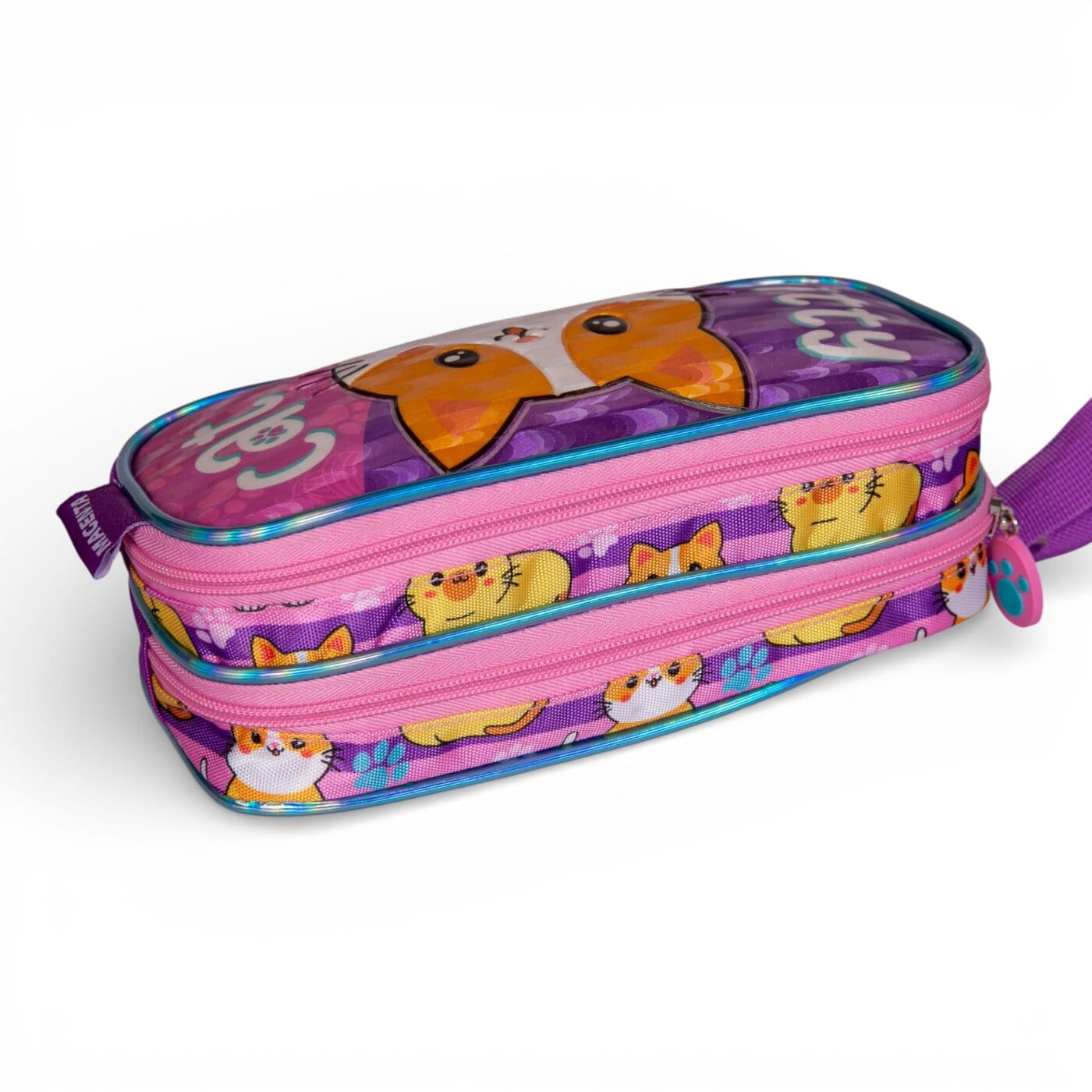 Set de Mochila Magenta "Gatito" 4 Piezas.