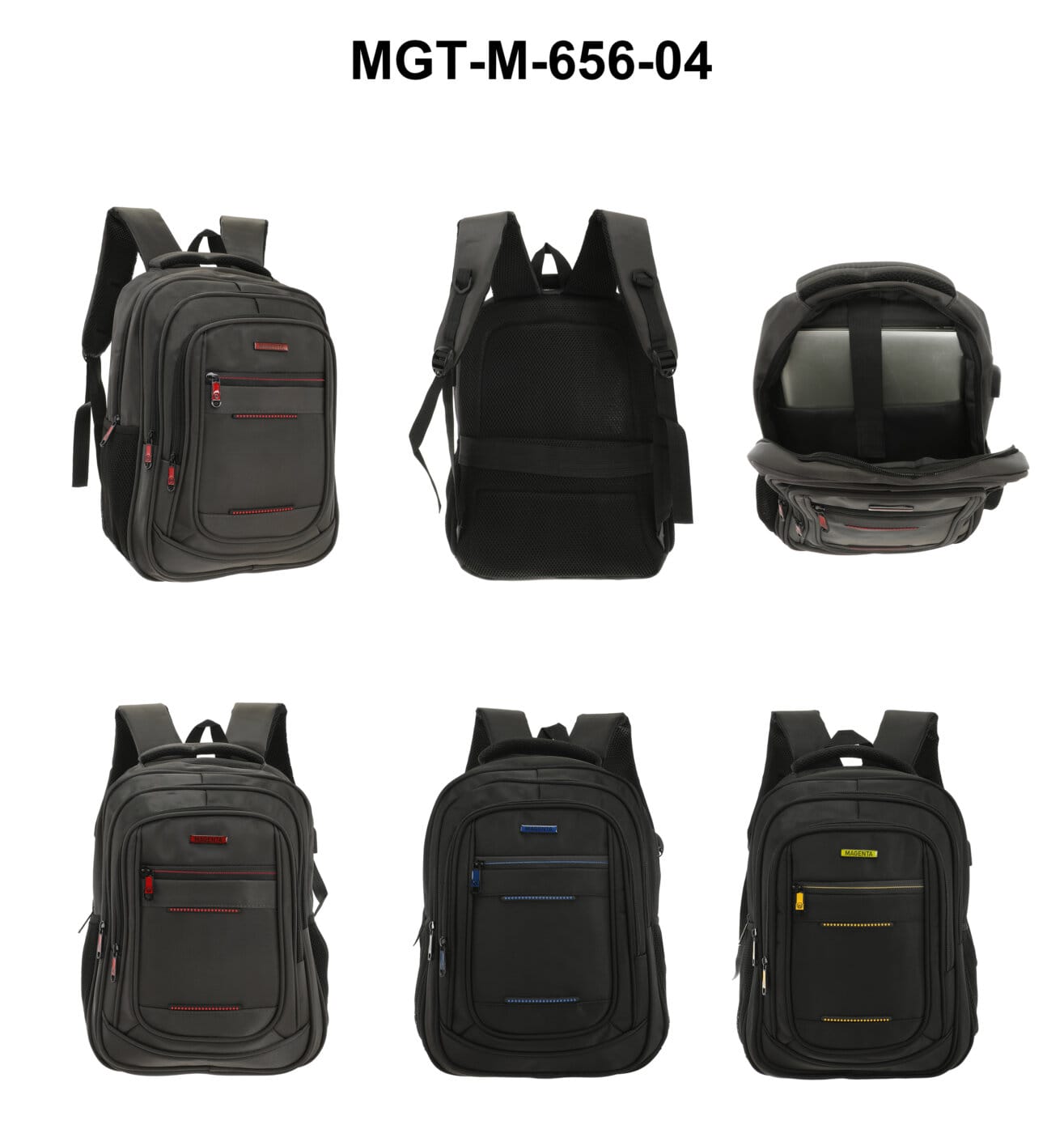 Mochila Magenta Con Porta NotebooK Hasta 17.5". C/Puerto USB.