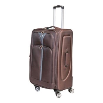 Valija Magenta 28" Tamaño Grande Tela Marrón c/Detalle Gris.