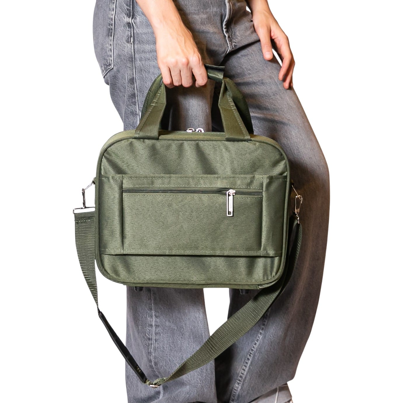 Neceser Armado Magenta Para Viaje Tela Verde.