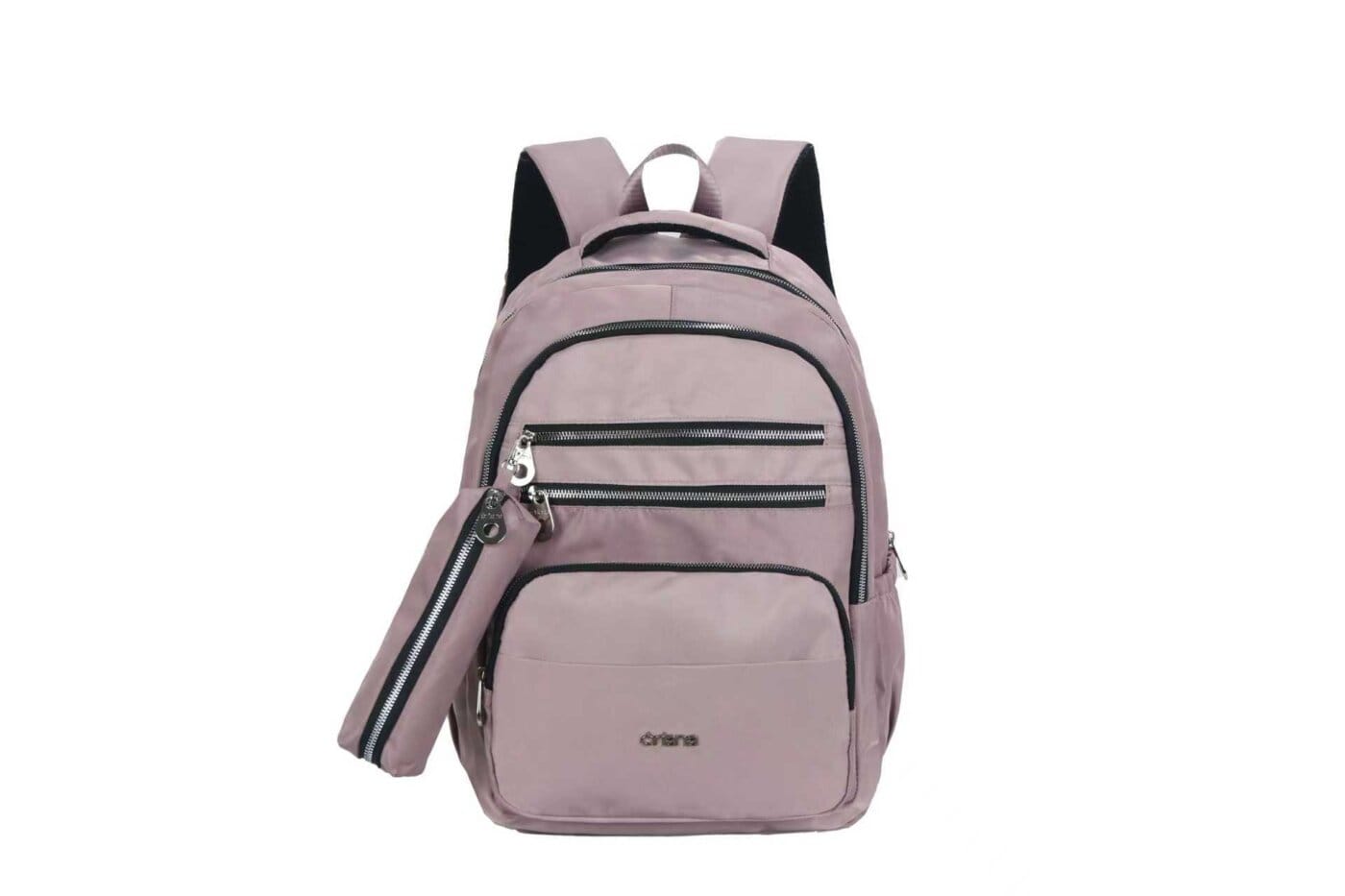 Mochila Oriana 18" Microfibra Con Cartuchera. Colores Varios.