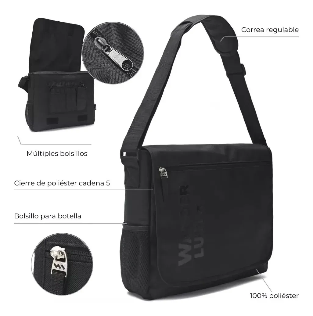 Morral Urbano Wanderlux Tela Negra Muy Resistente.