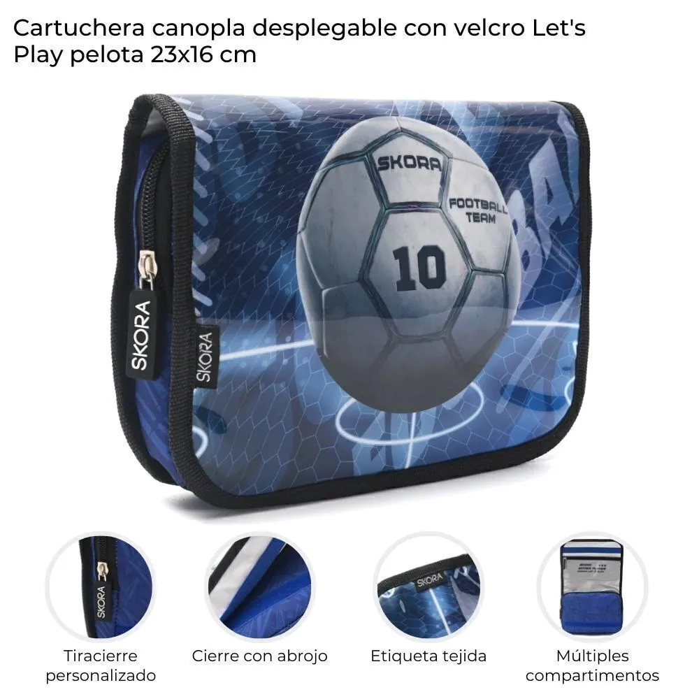 Cartuchera Skora Let´s Play Desplegable Azul.