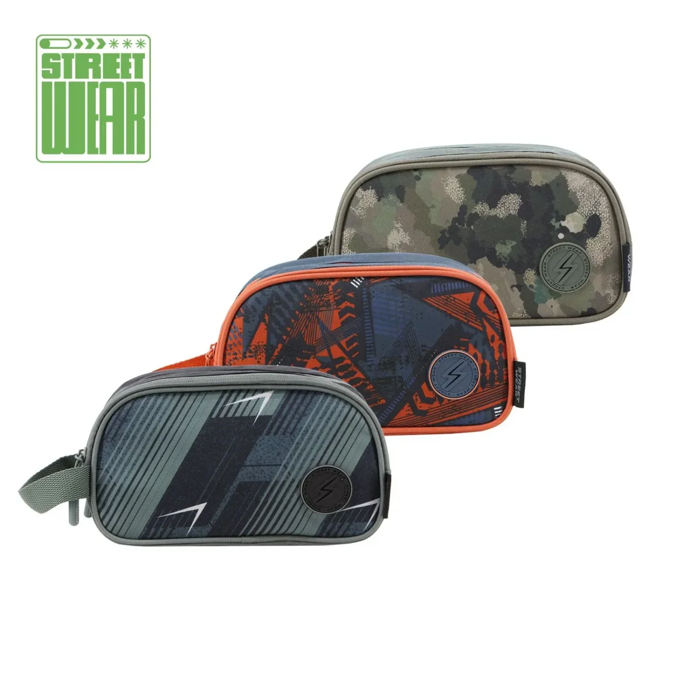Cartuchera Street Wear Dos Divisiones. Colores Varios.