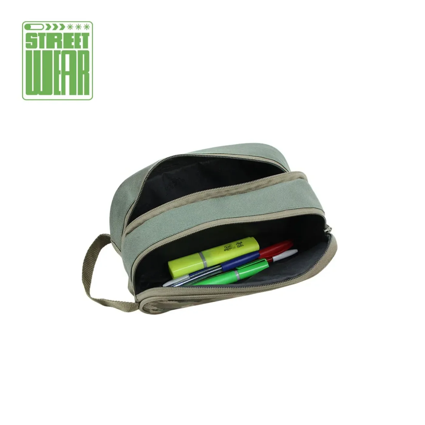 Cartuchera Street Wear Dos Divisiones. Colores Varios.