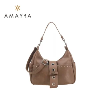 Cartera Amayra Eco Cuero Vison Con Solapa Y Tachas.