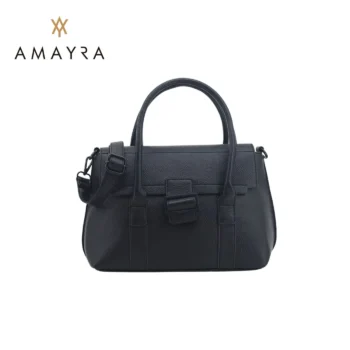 Cartera Amayra Eco Cuero Color Negro.